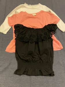 3着セット ブラウス 子供服 キッズ 女の子　グローバルワーク　ザラ　白黒　ピンク　チュニック ガールズ　小学生　サイズ100