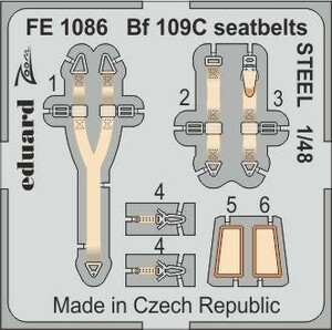 エデュアルド ズーム1/48 FE1086 Bf-109C seatbelts for Modelsvit kits
