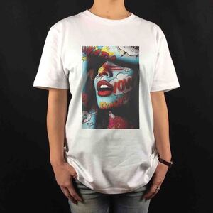 新品 アメコミ オノマトペ ポップアート ボディペイント セクシー 唇 Tシャツ S M L XL ビッグ オーバー サイズ XXL~5XL ロンT パーカー 可