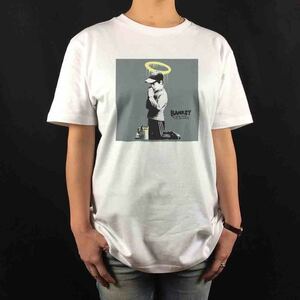 新品 バンクシー BANKSY 天使の輪 ペンキ ペイント 少年 祈り合掌 アート Tシャツ S M L XL ビッグ オーバーサイズ XXL~5XL ロンT パーカー