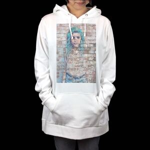 Art hand Auction New Blue Hair Girl Brick Wall Art Mural Graffiti Hoodie XS SML XL Big Over Size XXL T-Shirt Langes T-Shirt geeignet, Kunstwerk, Malerei, Grafik