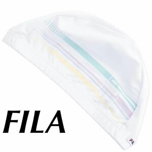 新品51240　FILA　フィラ　WTホワイト白　ハーフトーン柄　スイムキャップ フィットネス水着用 レディース スイミング　水泳 フリーサイズ