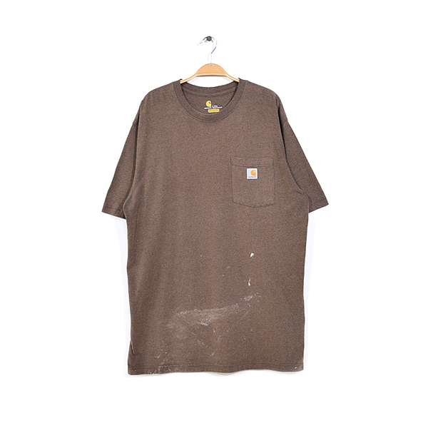 【送料無料】 カーハート オーバーサイズ ポケット付き Tシャツ ポケT メンズL carhartt 大きいサイズ ※ペンキ汚れ ワーク 古着 BB0736