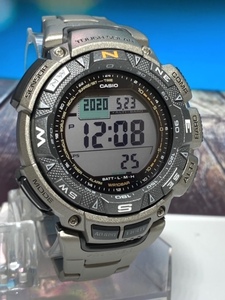新品 カシオ Casio プロトレック PROTREK 腕時計 デジタル タフソーラー トリプルセンサー 10気圧防水 ワールドタイム シルバー ブラック