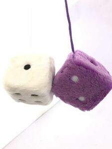  hanging dice rhinoceros koro room mirror car accessory soft white purple Toyota Nissan MMC Daihatsu Suzuki 