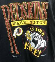 ■ 90s USA製 ビンテージ Changes レッドスキンズ タズマニアンデビル イラスト Tシャツ サイズXL 黒 インディアンス REDSKINS ■_画像3