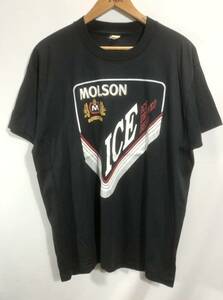 ■ 80s 80年代 ビンテージ USA製 SCREEN STARS MOLSON ICE BREWED BEER CANADA プリント Tシャツ モルソン ビール 企業 黒 サイズXL ■