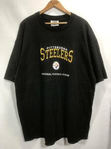 ■ 90s 90年代 ビンテージ Lee SPORT NFL ピッツバーグ スティーラーズ 刺繍ロゴ入り 半袖 Tシャツ サイズ2XL 黒 アメフト Steelers ■