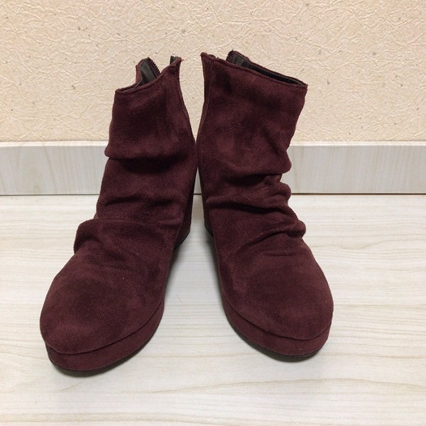 ■ 厚底 ショートブーツ 【 中古 】 L 24.0 ■ ヒール 靴 赤 ボルドー 仮装 コスプレ にも/ デュレル