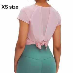 スポーツウェア ヨガトップス ヨガウェアやわらか tシャツ 半袖　 吸汗速乾 ピンク　XS size