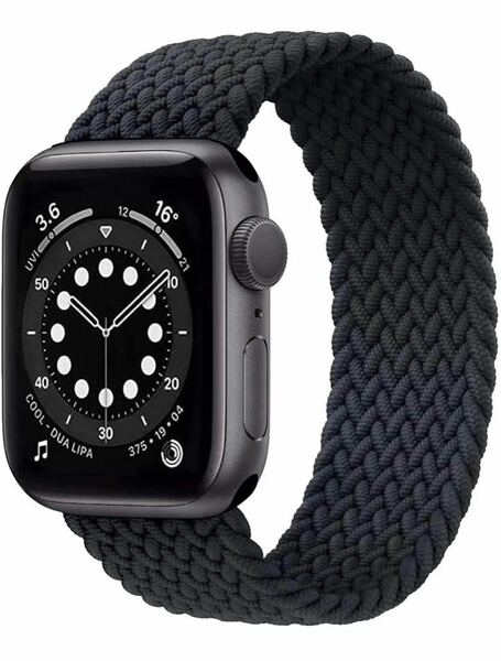 Apple watch 7 バンド ブラック ソロループ ナイロン性 男女兼用