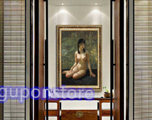 特売！ 美品 美人 座り方のセクシー美人 裸婦像 人体 40x60cm 額裝_画像3