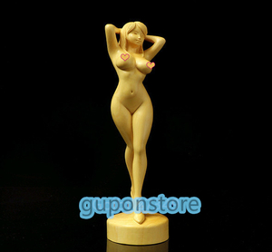 【極上の木彫】 婦像◆女性像 高品質 ツゲの木彫り 女神 美女 ヌード 美術品 飾り物