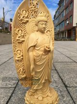 薬師如来立像 極上の木彫 仏教美術 精密彫刻 仏像 手彫り _画像3