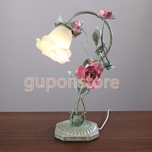特売！ 美品 大人気 照明 スタンドライト テーブルランプ デスクライト姫系雑貨 花柄 ローズステンドの画像2