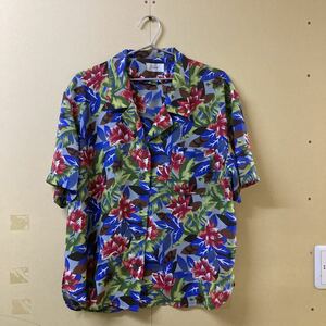 【花柄シャツ　レディース　トップス　半袖】11号 アロハシャツ　Fourouge? 古着　ビンテージ　ファッション【倉庫1】0907