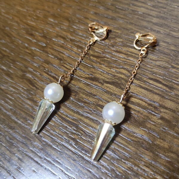 パール イヤリング クリップ ハンドメイド