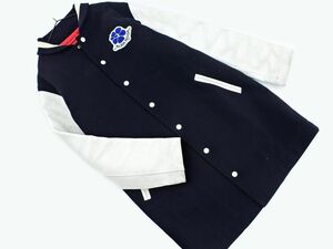 ALBA ROSA アルバローザ ウール混 ロゴ ワッペン スタジャン コート sizeF/濃紺ｘ白 ☆ cgc0 レディース
