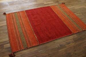 [送料込み]　キリム エスニック ラグ 200×250 レッド 絨毯 カーペット マット インド 多色あり リビング 寝室 ラグマット おしゃれ