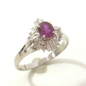 J◇Pt900　気品あるデザイン♪ ルビー 0.6ct & ダイヤモンド 0.3ct プラチナ リング 指輪 20号 ダイヤ Platinum Ruby Diamond ring