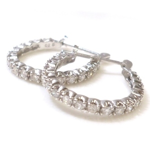 J*K14WG[ new goods finish settled ] simple ..! diamond 0.5ct hoop earrings white gold 14 gold White gold hoop earrings[ cat pohs OK]