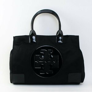 Tory Burch トリーバーチ トートバッグ ブラック ナイロン×エナメル ゴールド金具 レディース #31739YR