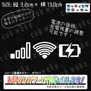 充電-Wi-Fi-電波②弱ステッカー　文字絵柄だけ残るカッティングステッカー・カブ・車・バイク・トラック・おもしろ・リアガラス