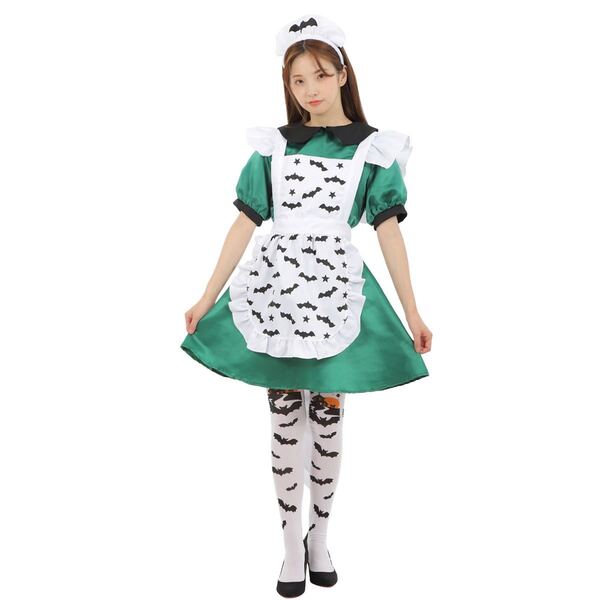 ハロウィン メイド服 コウモリ柄 ハロウィン衣装 M