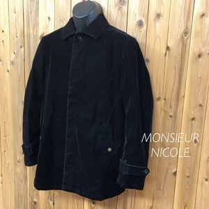 MONSIEUR NICOLE◇ムッシュニコル 長袖ジャケット シングルジャケット ライダース Black コールテン 秋冬 アウター 古着 メンズ50