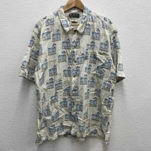 Columbia コロンビア 半袖 総柄 シャツ 柄シャツ グレー ブルー XL