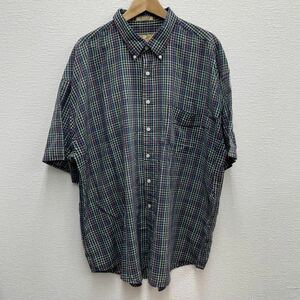 SUN RIVER CLOTHING CO. サンリバークロージング 半袖 チェック柄 ボタンダウン シャツ ネイビー グレー XXL