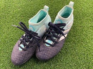 4*1361 中古 ジュニア サッカーシューズ《adidas》エース 17.3-ジャパン HG J S77073〈20cm〉カラー:黒/緑《店頭引取OK!!札幌市清田区》