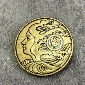 昭和レトロ 記念メダル『1997 第52回国民体育大会 記念章』 造幣局製 径3.5cm なみはや国体 ゴールド 記念バッジ 長期保管品