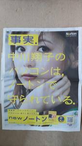 ◆中川翔子「ノートン」新聞カラー全面広告　２００８年◆　