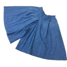 ☆H-465 LANVIN en bleu ランバン オンブルー サイドジップ デニム 極太 ワイド ショート パンツ size 36 レディース_画像3