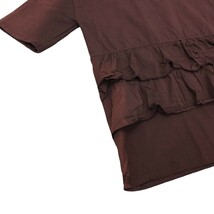 ★B-152 訳あり ZARA ザラ 近年モデル 段々 フリル オーバーサイズ 切替 デザイン ワンピース size S ボルドー 古着 レディース_画像4