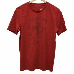 ☆G-137 PUMA プーマ × Ferrari フェラーリ デカロゴ 半袖 Tシャツ トップス size S レッド 柄 メンズ