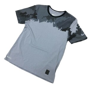 ★B-169 NIKE ナイキ DRI-FIT 迷彩 カモフラ 柄 切替 デザイン 半袖 Tシャツ カットソー トップス size S グレー メンズ