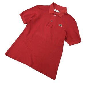 ★B-96 CHEMISE LACOSTE シュミーズ ラコステ ヴィンテージ 文字ワニ 半袖 ポロシャツ Tシャツ トップス size XS ～ S 相当 レッド メンズ