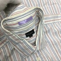 ☆H-302 Paul Smith ポールスミス ストライプ 柄 半袖 ポケット シャツ トップス size L ホワイト トリコロール マルチカラー メンズ_画像8