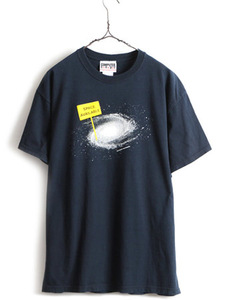 00s 大きいサイズ XL 人気 黒 ■ 宇宙 銀河 プリント 半袖 Tシャツ メンズ / 古着 00年代 オールド NASA スペース ヘビーウェイト ジョーク