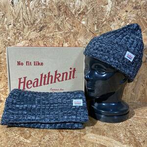 Healthknit nano universe ニットキャップ ビーニー 帽子 マフラー セット ギフトボックス コラボ 限定 ヘルスニット チャコール