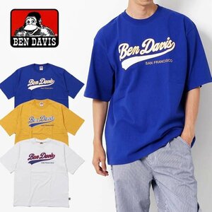 BEN DAVIS (ベン・デイビス) - MEN 半袖Tシャツ ロゴ刺繍 アメカジ Mサイズ 青色 ワークウェア カジュアル タフ (タグ付き新品未着用品)