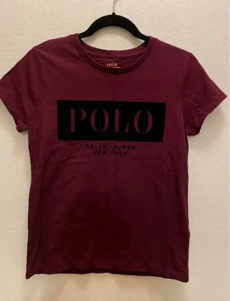 ラルフローレン　POLO Ralph Lauren New York Tシャツ　エンジ色　ベロア