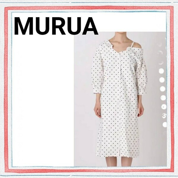 【MURUA】ムルーア★イレギュラーシャツワンピース★ドット