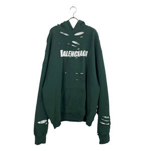 BALENCIAGA (バレンシアガ) DESTROYED HOODIE (green)