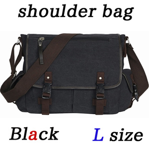  shoulder bag black men's travel for commuting going to school L size bag diagonal .. lady's largish shoulder .. canvas 050