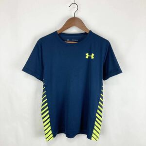 UNDER ARMOUR アンダーアーマー 吸水速乾 キッズ 子供 半袖 トップス メッシュ ネイビー 紺色YXL 160相当 スポーツ アウトドア ウェア