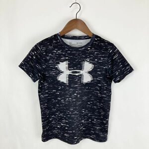 UNDER ARMOUR アンダーアーマー 吸水速乾 キッズ 子供 半袖 トップス ロゴプリント ブラック 黒色 YMD 140相当 スポーツ トレーニング