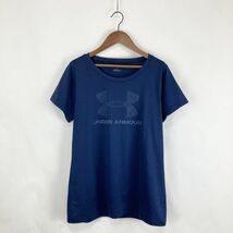 大きいサイズ UNDER ARMOUR アンダーアーマー 吸水速乾 レディース 半袖 Tシャツ トップス ネイビー 紺 XLサイズ スポーツ トレーニング_画像1